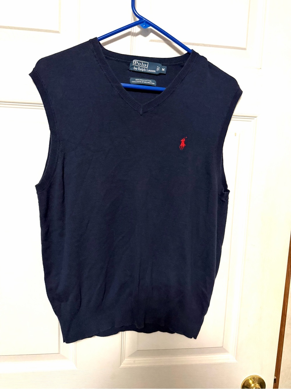 Ralph Lauren Navy V-Neck Sweater Vest with Red Logo